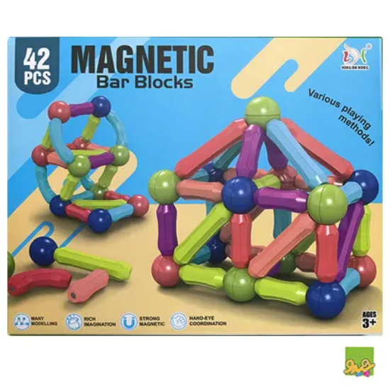 اسباب بازی ساختنی مگنتی مدل میله و مهره 42 تکه Magnetic Sticks